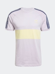 adidas Originals Purple 3-Stripes Panel 100% Cotton T-Shirt - Image 6 of 6