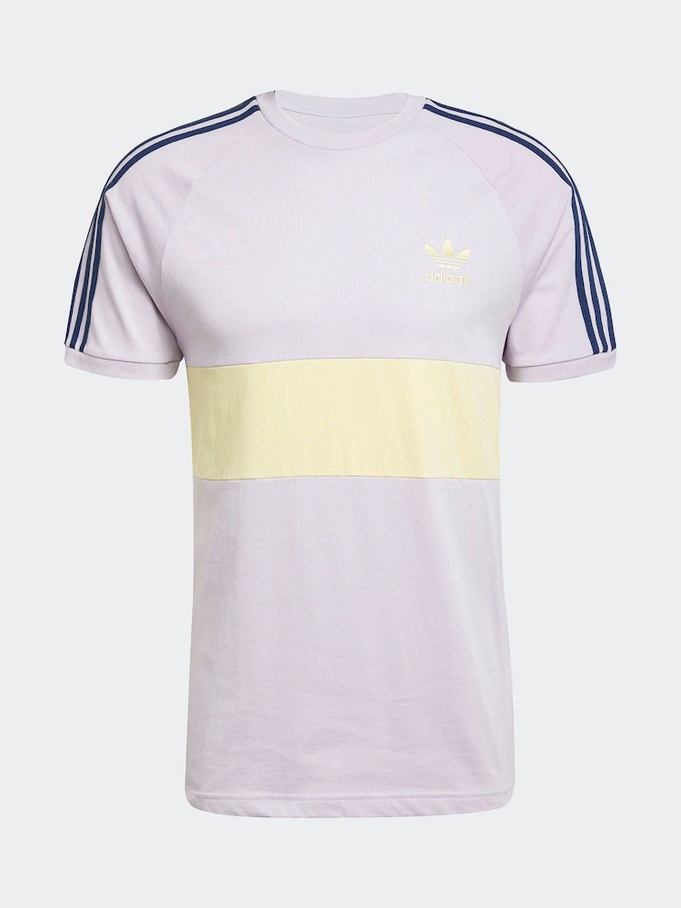 adidas Originals Purple 3-Stripes Panel 100% Cotton T-Shirt - Image 6 of 6
