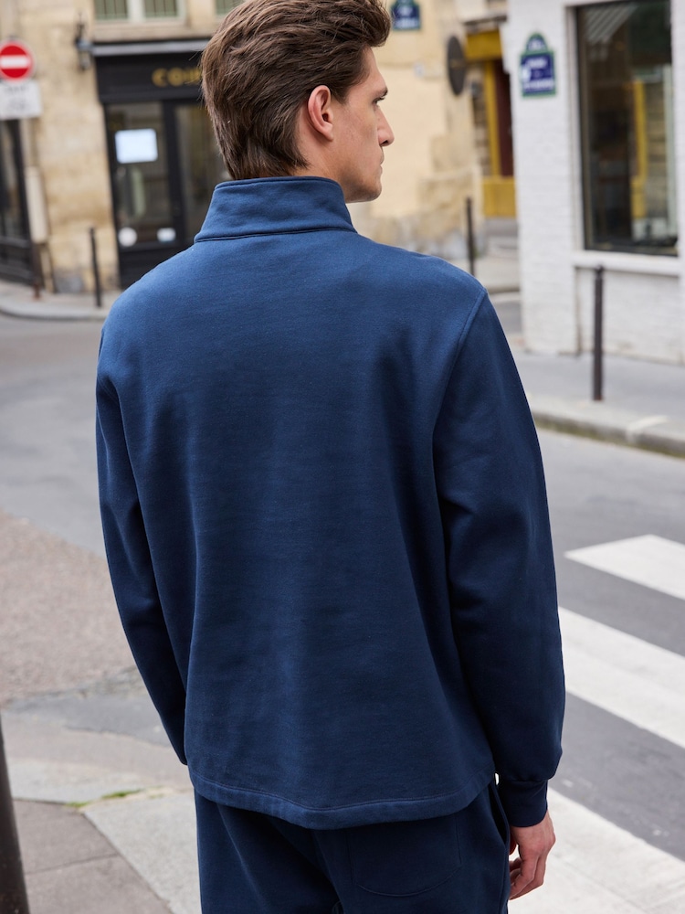Blue Zip Neck Graphic Sweatshirt - Image 2 of 7