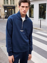 Blue Zip Neck Graphic Sweatshirt - Image 3 of 7
