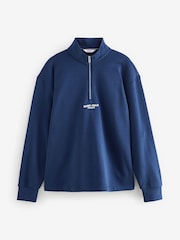 Blue Zip Neck Graphic Sweatshirt - Image 4 of 7