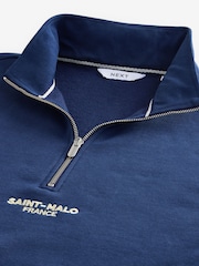 Blue Zip Neck Graphic Sweatshirt - Image 5 of 7