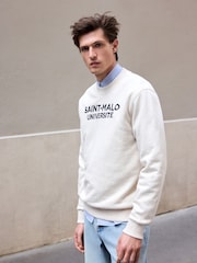 Ecru Marl Crew Sweatshirt Graphic Crew Sweatshirt - Image 1 of 7