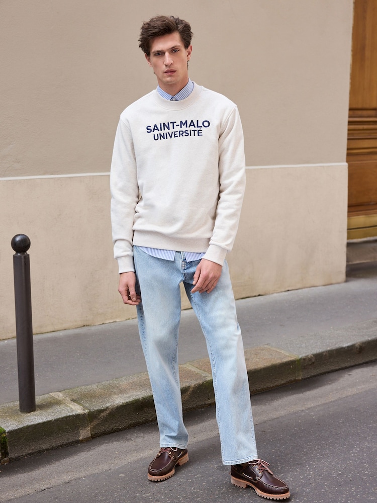 Ecru Marl Crew Sweatshirt Graphic Crew Sweatshirt - Image 2 of 7