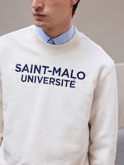 Ecru Marl Crew Sweatshirt Graphic Crew Sweatshirt - Image 4 of 7