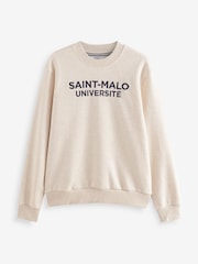 Ecru Marl Crew Sweatshirt Graphic Crew Sweatshirt - Image 5 of 7