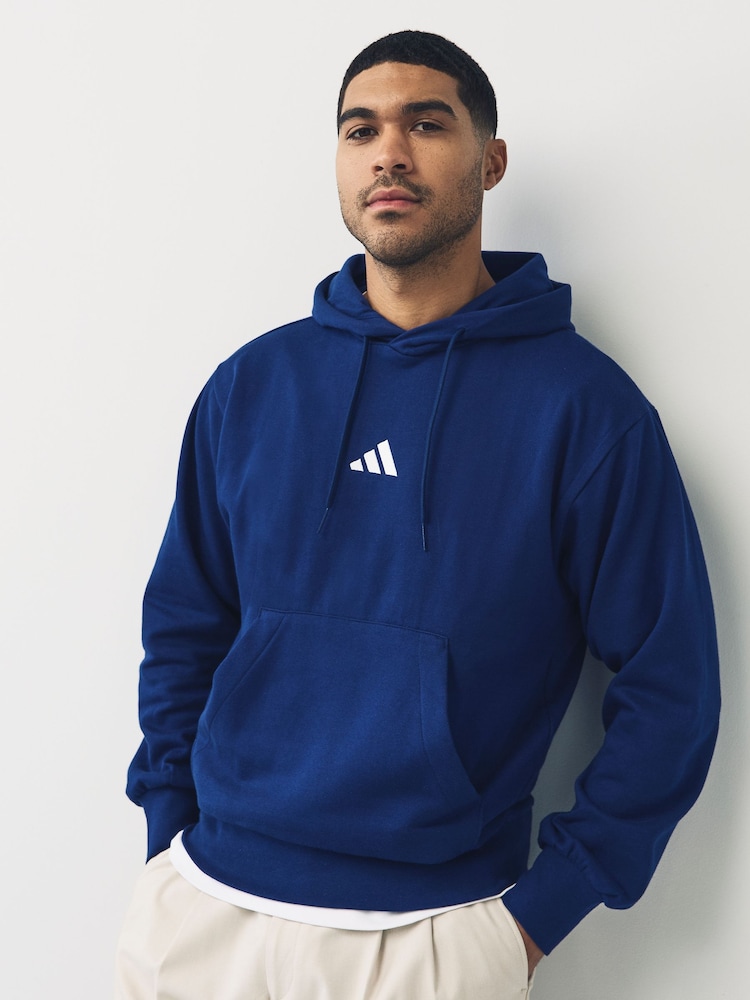 adidas Blue Essentials Feelcozy Fleece Hoodie - Image 1 of 5
