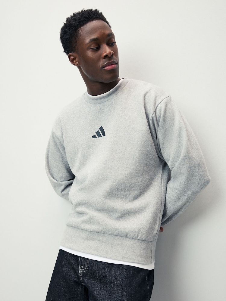 adidas Grey Essentials Feelcozy Fleece Sweatshirt - Image 1 of 5