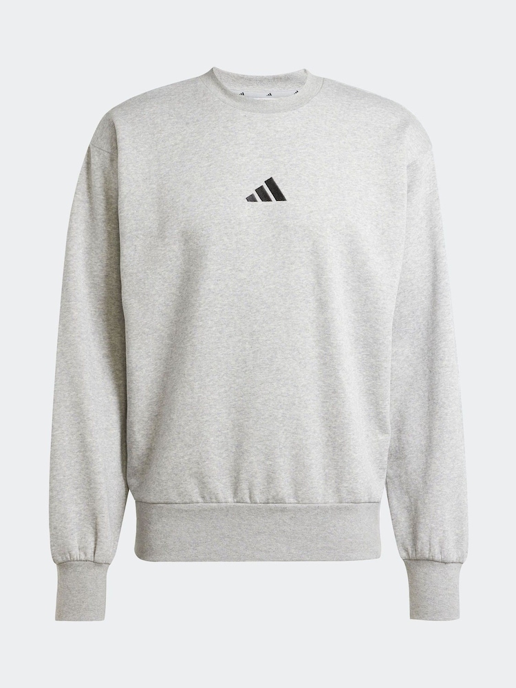 adidas Grey Essentials Feelcozy Fleece Sweatshirt - Image 5 of 5