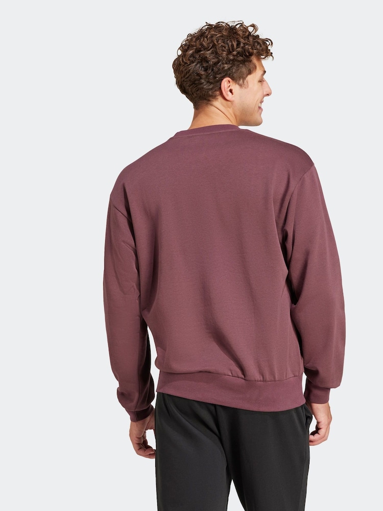 adidas Red Essentials Feelcozy Fleece Sweatshirt - Image 2 of 5