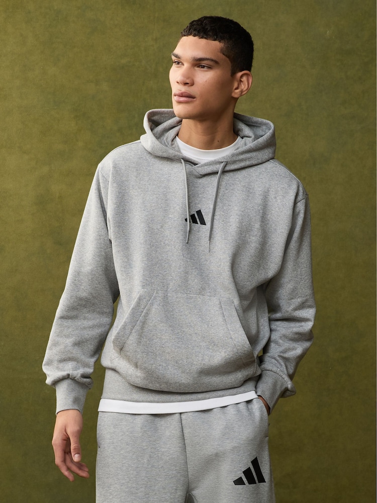 adidas Grey Essentials Feelcozy Fleece Hoodie - Image 1 of 10