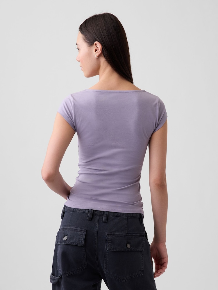 Gap Purple Close Knit Jersey V-Neck T-Shirt - Image 2 of 4