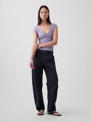 Gap Purple Close Knit Jersey V-Neck T-Shirt - Image 3 of 4