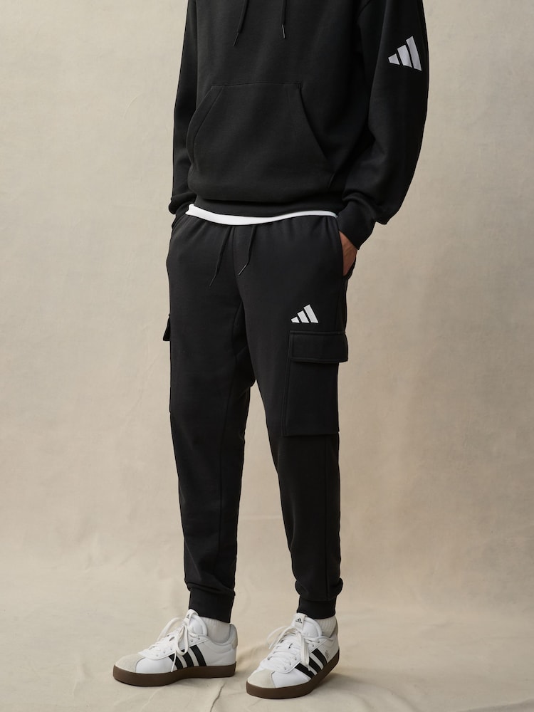 adidas Black Essentials Feelcozy French Terry Cuffed Joggers - Image 1 of 4