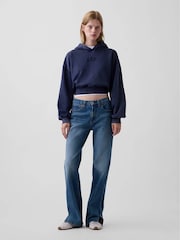 Bleu - Sweat à capuche Gap Vintage Soft Crop à logo - Image 2 de 7
