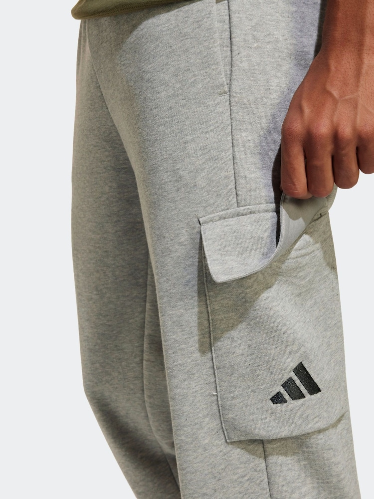 Grijs - adidas Small Logo Fleece Cargo Joggers - Image 5 of 6