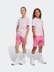adidas Pink Essentials Large Logo Shorts and 100% Cotton T-Shirt Set - Image 1 of 9