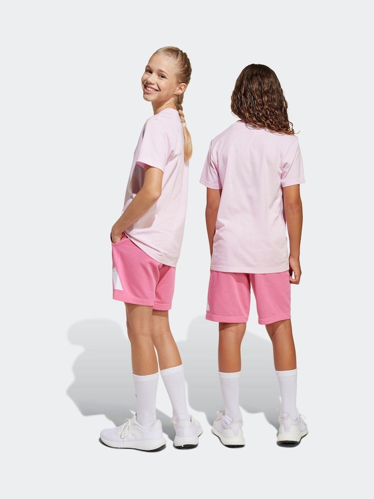 adidas Pink Essentials Large Logo Shorts and 100% Cotton T-Shirt Set - Image 2 of 9