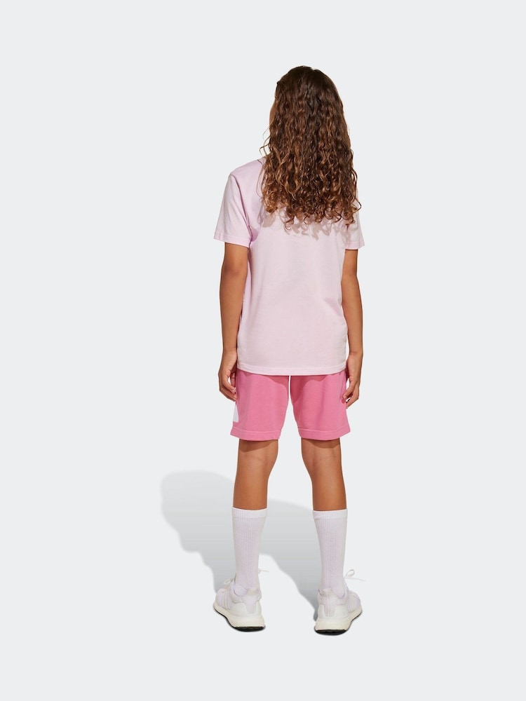 adidas Pink Essentials Large Logo Shorts and 100% Cotton T-Shirt Set - Image 3 of 9