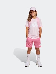 adidas Pink Essentials Large Logo Shorts and 100% Cotton T-Shirt Set - Image 4 of 9