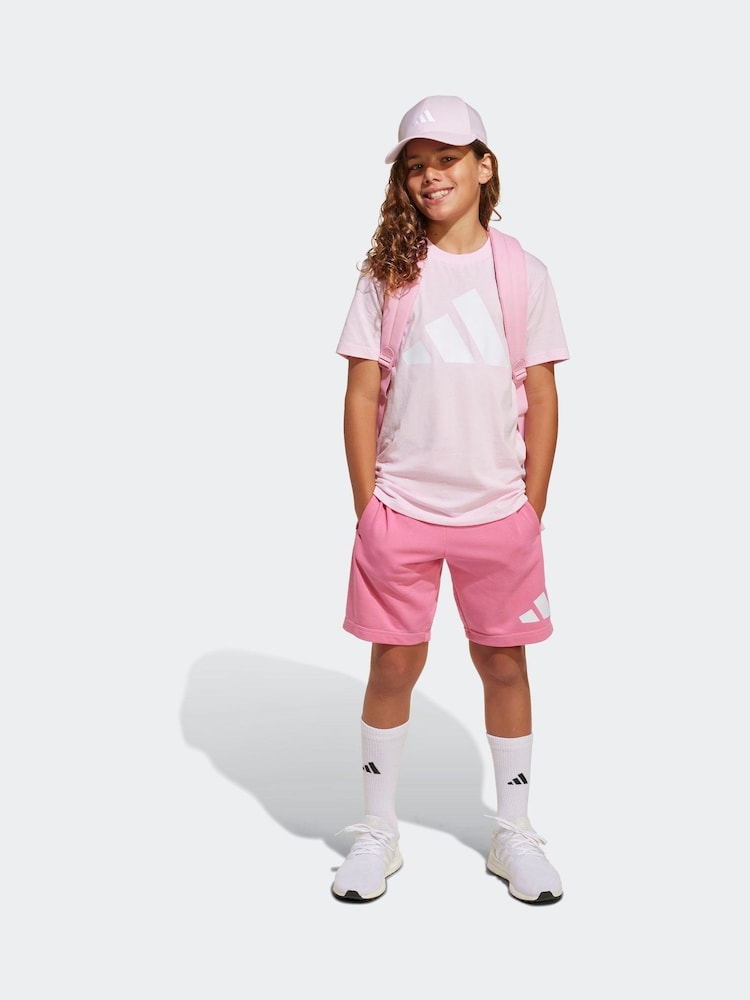 adidas Pink Essentials Large Logo Shorts and 100% Cotton T-Shirt Set - Image 4 of 9