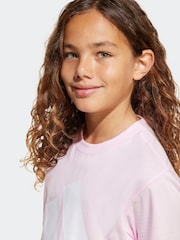 adidas Pink Essentials Large Logo Shorts and 100% Cotton T-Shirt Set - Image 5 of 9