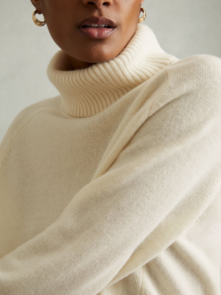 Buy Reiss Cream Eliza Wool-Cashmere Roll-Neck Jumper from the Next
