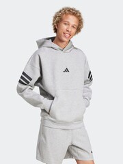 adidas Grey Future Icons 3-Stripes Hoodie - Image 2 of 6