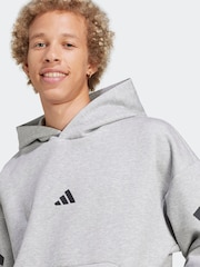 adidas Grey Future Icons 3-Stripes Hoodie - Image 4 of 6