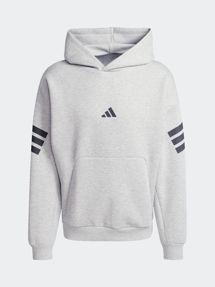 adidas Grey Future Icons 3-Stripes Hoodie - Image 6 of 6