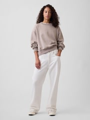 beige - Sweat-shirt Gap Vintage doux oversize à ourlet fendu - Image 3 de 4