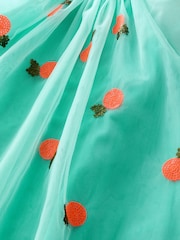Aqua Blue Sequin Mesh Dress (3mths-8yrs) - Image 7 of 7
