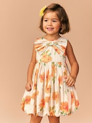 Orange Floral Bubble Hem Bow Dress (3mths-8yrs) - Image 1 of 7