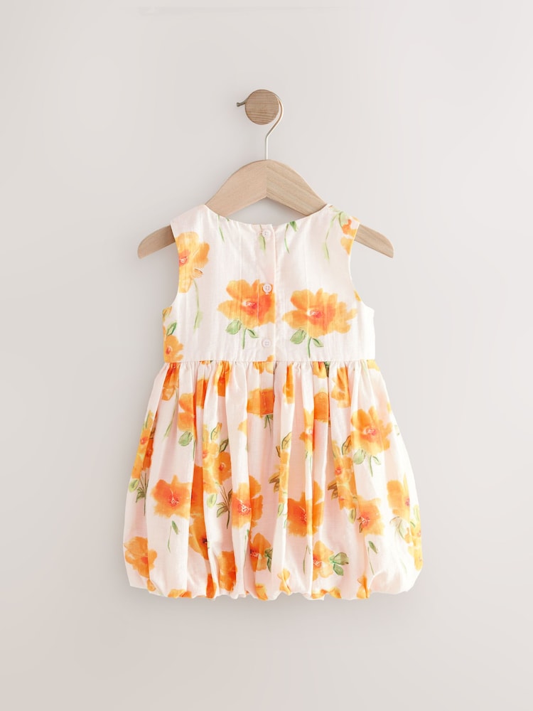 Orange Floral Bubble Hem Bow Dress (3mths-8yrs) - Image 5 of 7
