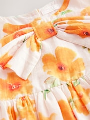 Orange Floral Bubble Hem Bow Dress (3mths-8yrs) - Image 6 of 7