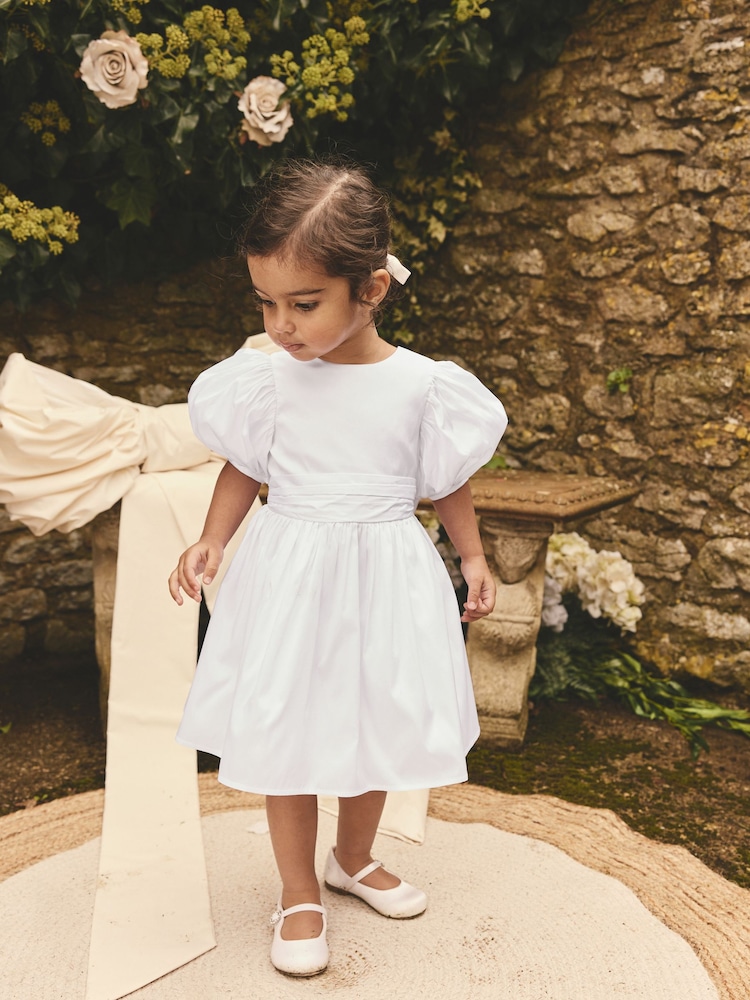 Weiß - Taffeta-Kleid mit Schleife für Blumenmädchen (3 Monate–8 Jahre) - Bild 2 von 7 Weiß - Taffeta-Kleid mit Schleife für Blumenmädchen (3 Monate–8 Jahre) - Bild 2 von 7