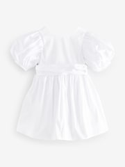 White Flower Girl Taffeta Bow Dress (3mths-8yrs) - Image 4 of 7