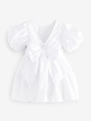 White Flower Girl Taffeta Bow Dress (3mths-8yrs) - Image 5 of 7