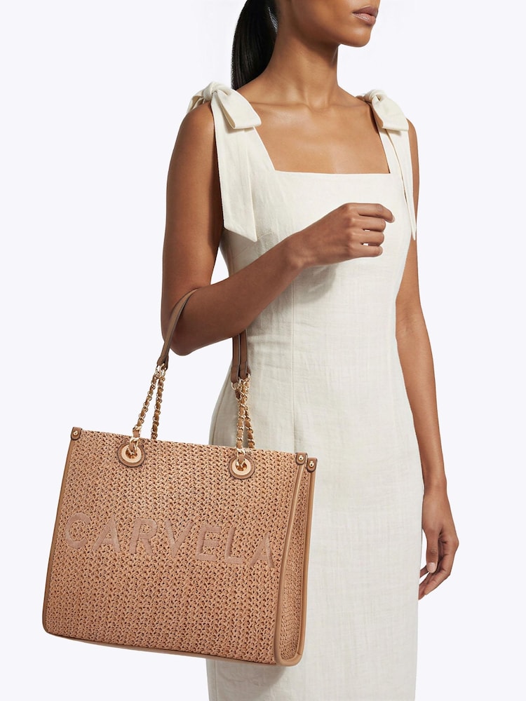 Carvela Natural Sorrento Midi Raffia Bag - Image 1 of 5 Carvela Natural Sorrento Midi Raffia Bag - Image 1 of 5