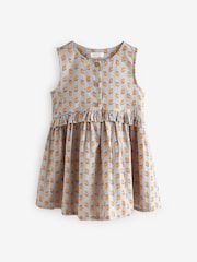 Blue Woodblock Sleeveless Peplum Summer Dress (3mths-8yrs) - Image 5 of 8