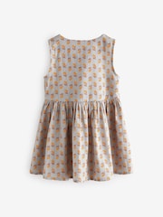 Blue Woodblock Sleeveless Peplum Summer Dress (3mths-8yrs) - Image 6 of 8