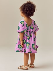 Purple Printed Boxy Summer Dress (3mths-8yrs) - Image 4 of 8
