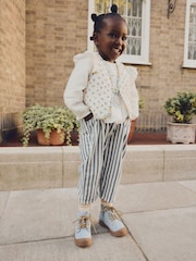 Cream Ditsy 100% Cotton Quilted Gilet And Blouse Set (3mths-8yrs) - Image 1 of 4