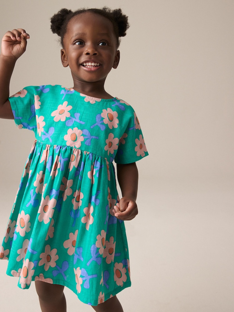 Green Flower Boxy Summer Dress (3mths-8yrs) - Image 1 of 8 Green Flower Boxy Summer Dress (3mths-8yrs) - Image 1 of 8