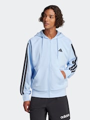 adidas Blue Essentials 3-Stripes French Terry Full-Zip Hoodie - Image 1 of 6