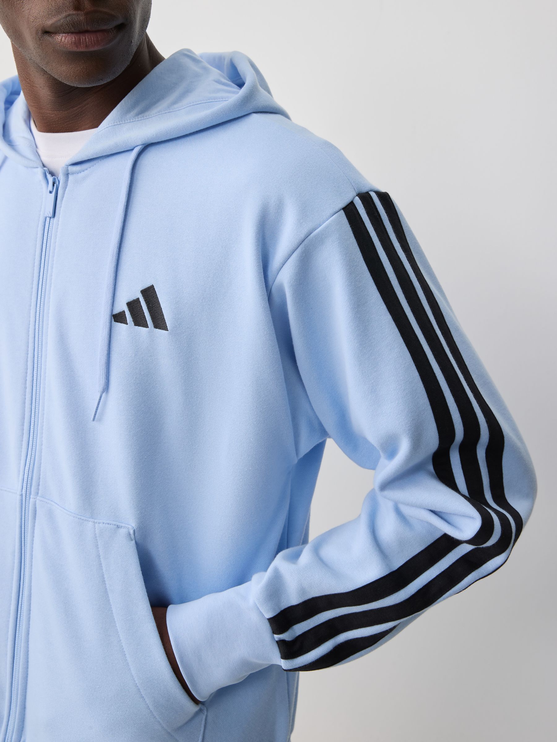 Buy adidas Blue Essentials 3-Stripes French Terry Full-Zip Hoodie