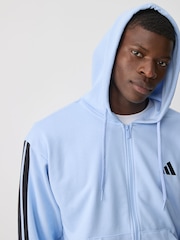 adidas Blue Essentials 3-Stripes French Terry Full-Zip Hoodie - Image 5 of 6