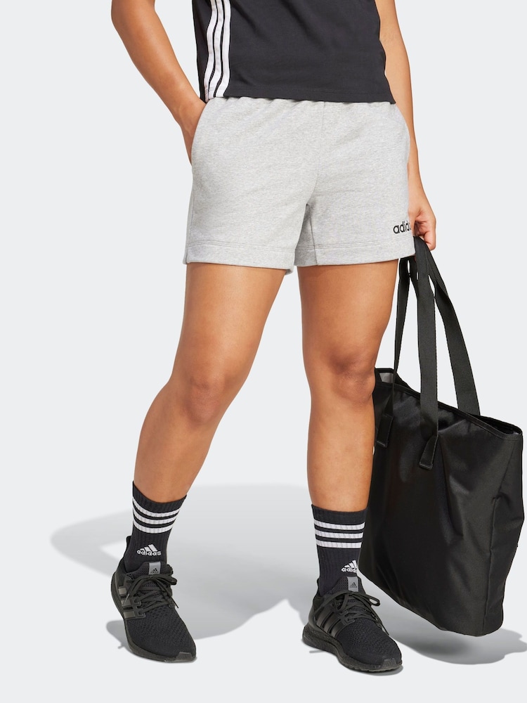 adidas Grey Linear French Terry Shorts - Image 4 of 6