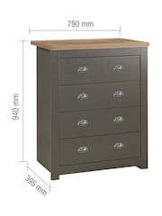 Birlea Dark Grey Highgate 4 Drawer Effect Chest - Image 3 of 6