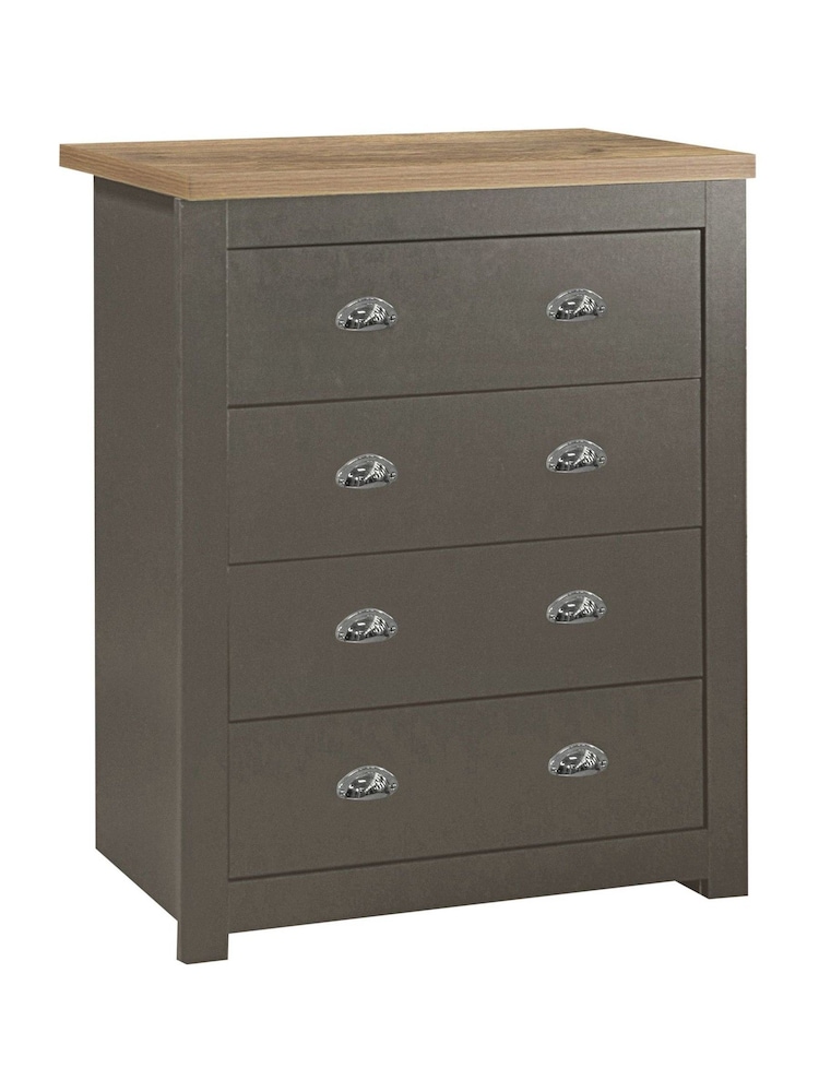 Birlea Dark Grey Highgate 4 Drawer Effect Chest - Image 6 of 6 Birlea Dark Grey Highgate 4 Drawer Effect Chest - Image 6 of 6